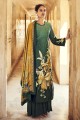 Green Digital print Velvet Palazzo Suit