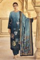 Digital print Velvet Blue Palazzo Suit with Dupatta