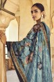 Digital print Velvet Blue Palazzo Suit with Dupatta