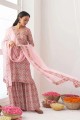 Muslin Sharara Suit with Printed in Pink