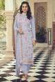 Blue Pakistani Suit with Printed Faux georgette
