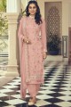 Faux georgette Peach Pakistani Suit in Printed