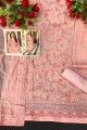 Faux georgette Peach Pakistani Suit in Printed
