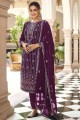Purple Pakistani Suit with Printed Faux georgette