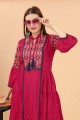 Rayon Embroidered Pink Indo Western with Dupatta
