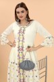 Embroidered Indo Western  in Off white Rayon