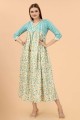 Cotton Gown Dress with Printed in Multicolor
