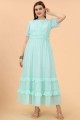 Plain Georgette Gown Dress in Sea green with Dupatta