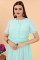 Plain Georgette Gown Dress in Sea green with Dupatta