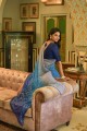 Blue Embroidered Saree in Georgette