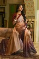 Saree in Brown with Georgette Embroidered