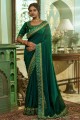 Silk Green Saree in Embroidered,lace