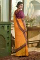 Mustard Saree in Embroidered,lace Silk