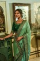 Pista Silk Saree with Embroidered,lace
