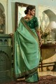 Pista Silk Saree with Embroidered,lace