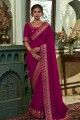 Wine Saree in Embroidered,lace Silk