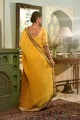 Chinon chiffon Saree with Mirror,embroidered in Mustard