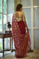 Maroon Saree in Georgette Embroidered