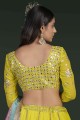 Lime yellow Party Lehenga Choli in Georgette with Embroidered