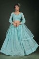 Blue Party Lehenga Choli in Georgette with Embroidered
