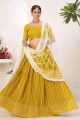 Georgette Embroidered Mustard Party Lehenga Choli with Dupatta