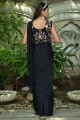 Black Thread,embroidered Lycra Party Wear Saree