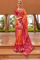 Patola silk Saree in Red with Weaving