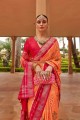 Patola silk Saree in Red with Weaving