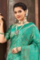 Stone,weaving Brocade Sky blue South Indian Saree with Blouse