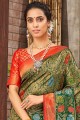 Green Brocade South Indian Saree with Stone,weaving
