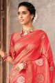 Rust South Indian Saree with Stone,weaving Brocade