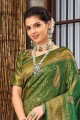South Indian Saree in Green Brocade with Stone,weaving
