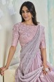 Silk Party Wear Saree in Pink with Thread,embroidered