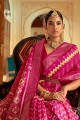 Printed,weaving Patola silk Saree in Pink with Blouse