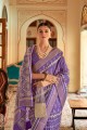 Printed,weaving Patola silk Saree in Violet with Blouse