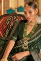 Saree in Green Patola silk with Printed,weaving