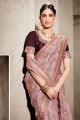 Silk Pink Saree in Resham,zari,embroidered,printed