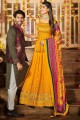 Lehenga Suit in Yellow Georgette with Printed