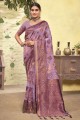 Saree in Purple Cotton with Weaving