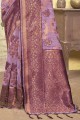 Saree in Purple Cotton with Weaving