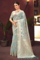 Silk Saree in Weaving Sky blue with Blouse