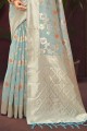 Silk Saree in Weaving Sky blue with Blouse