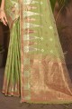 Weaving Silk Saree in Mehndi