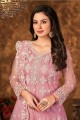 Net Pink Palazzo Suit in Embroidered