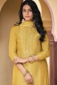 Digital print Silk Salwar Kameez in Yellow