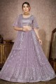 Net Lehenga Choli in Lavender with Embroidered