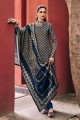 Pashmina Salwar Kameez in Teal blue with Digital print
