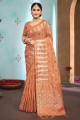 Saree Peach with Weaving Silk