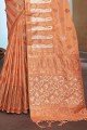 Saree Peach with Weaving Silk