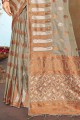 Weaving Grey Silk Saree with Blouse